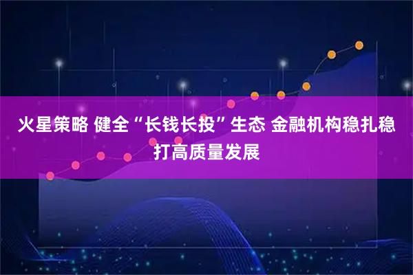 火星策略 健全“长钱长投”生态 金融机构稳扎稳打高质量发展