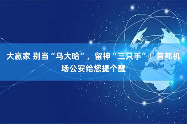 大赢家 别当“马大哈”，留神“三只手”！首都机场公安给您提个醒