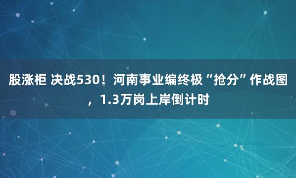 股涨柜 决战530!河南事业编终极“抢分”作战图,1.3万岗上岸倒计时